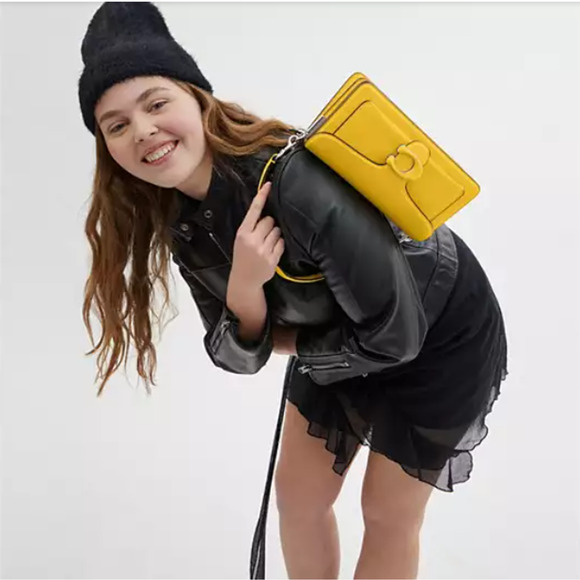 Coach Tabby Shoulder 26 3way Crossbody Clutch In Canary Leather CH735 NWT - Picture 9 of 16